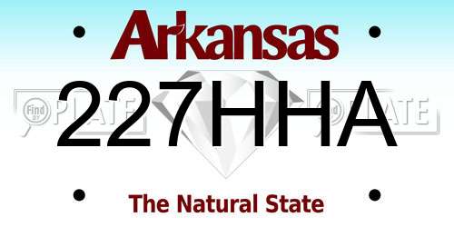 227HHA Arkansas License Plate
