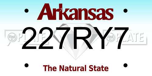 227RY7 Arkansas License Plate