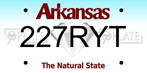 227RYT Arkansas License Plate