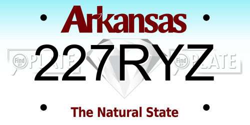 227RYZ Arkansas License Plate