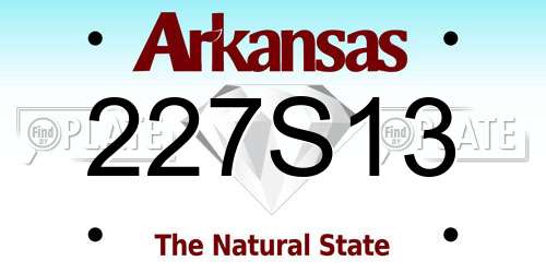 227S13 Arkansas License Plate