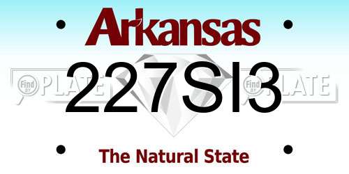 227SI3 Arkansas License Plate