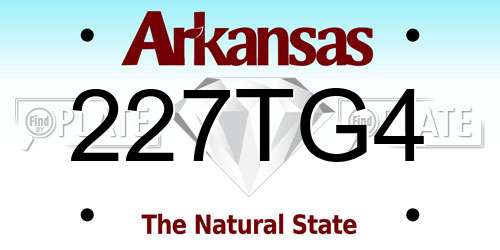 227TG4 Arkansas License Plate