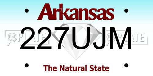 227UJM Arkansas License Plate