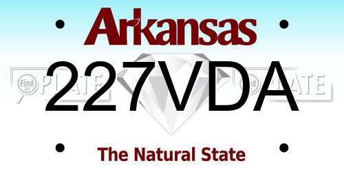 227VDA Arkansas License Plate
