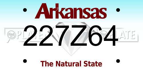 227Z64 Arkansas License Plate