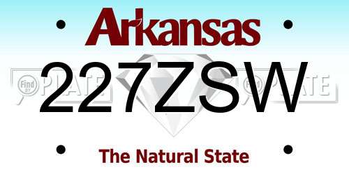 227ZSW Arkansas License Plate