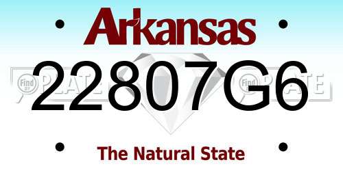 22807G6 Arkansas License Plate