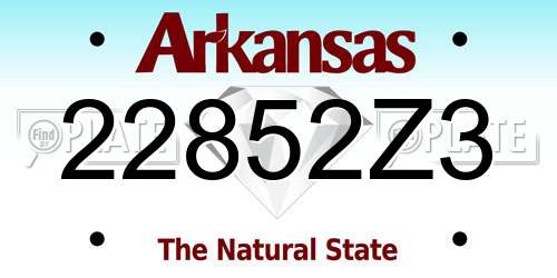 22852Z3 Arkansas License Plate