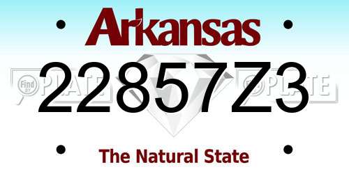22857Z3 Arkansas License Plate