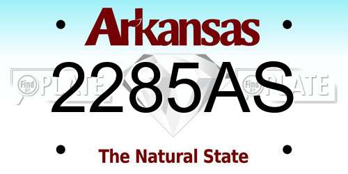 2285AS Arkansas License Plate