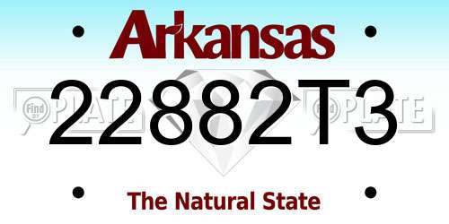 22882T3 Arkansas License Plate