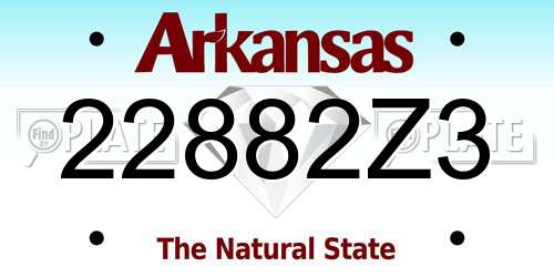22882Z3 Arkansas License Plate
