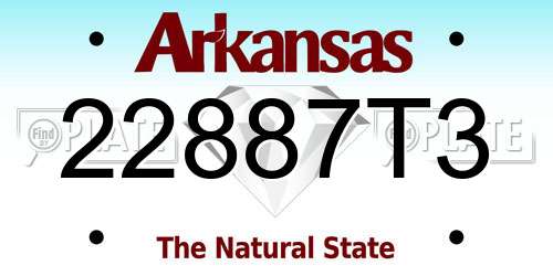 22887T3 Arkansas License Plate
