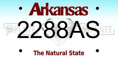 2288AS Arkansas License Plate