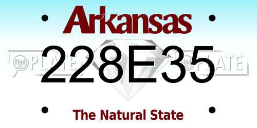 228E35 Arkansas License Plate