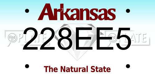 228EE5 Arkansas License Plate