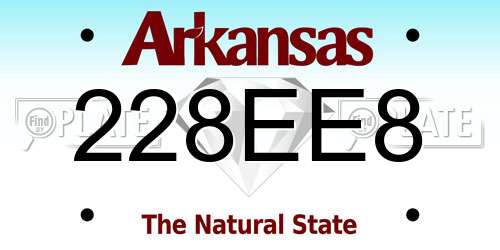 228EE8 Arkansas License Plate