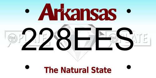 228EES Arkansas License Plate