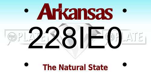228IE0 Arkansas License Plate