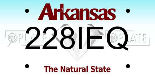 228IEQ Arkansas License Plate