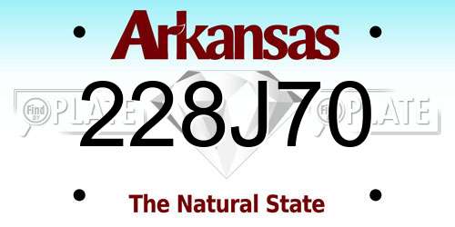 228J70 Arkansas License Plate