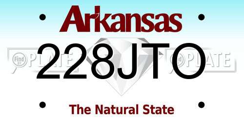 228JTO Arkansas License Plate