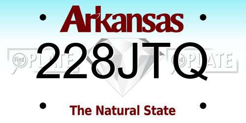 228JTQ Arkansas License Plate