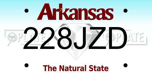 228JZD Arkansas License Plate