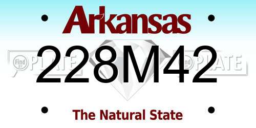 228M42 Arkansas License Plate