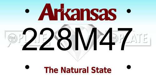 228M47 Arkansas License Plate