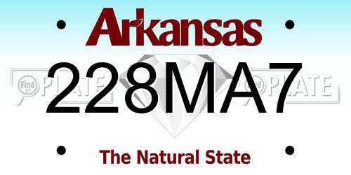 228MA7 Arkansas License Plate