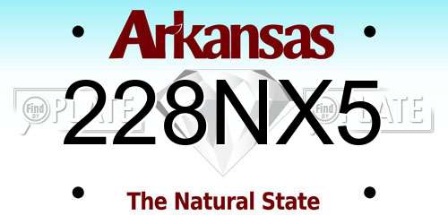 228NX5 Arkansas License Plate