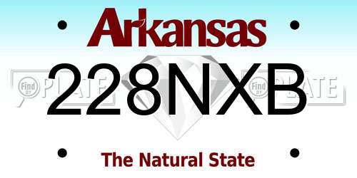 228NXB Arkansas License Plate