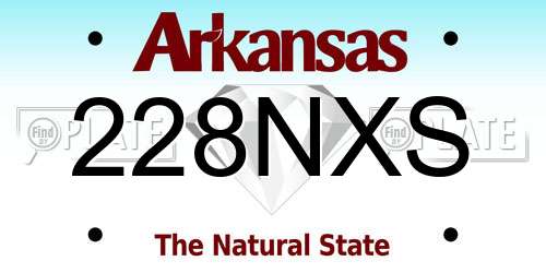 228NXS Arkansas License Plate