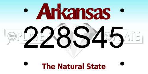 228S45 Arkansas License Plate