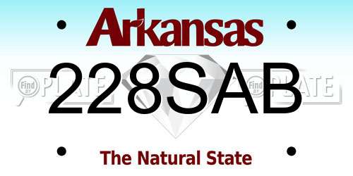 228SAB Arkansas License Plate