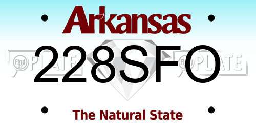 228SFO Arkansas License Plate