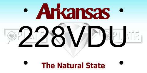 228VDU Arkansas License Plate