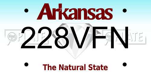 228VFN Arkansas License Plate