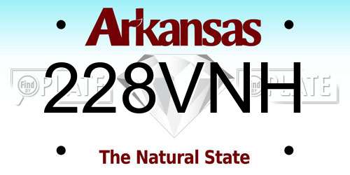 228VNH Arkansas License Plate