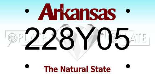 228Y05 Arkansas License Plate