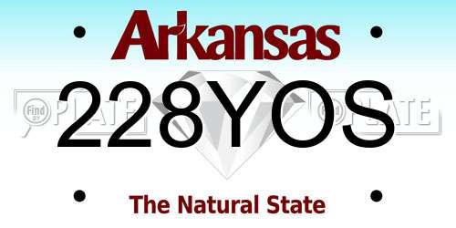 228YOS Arkansas License Plate