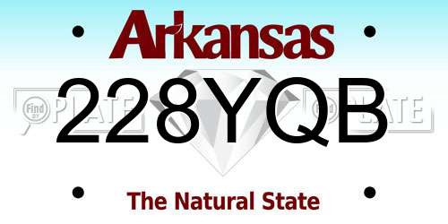 228YQB Arkansas License Plate