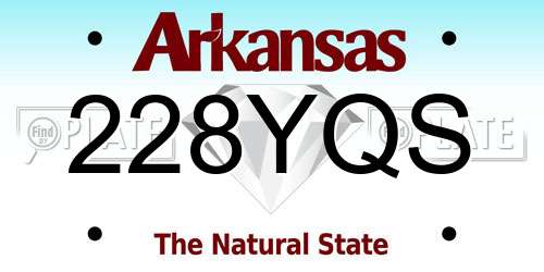 228YQS Arkansas License Plate