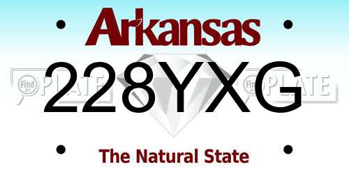 228YXG Arkansas License Plate
