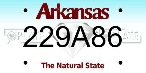 229A86 Arkansas License Plate