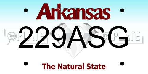 229ASG Arkansas License Plate