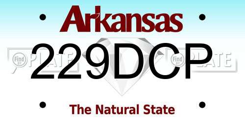 229DCP Arkansas License Plate