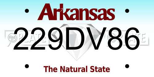 229DV86 Arkansas License Plate